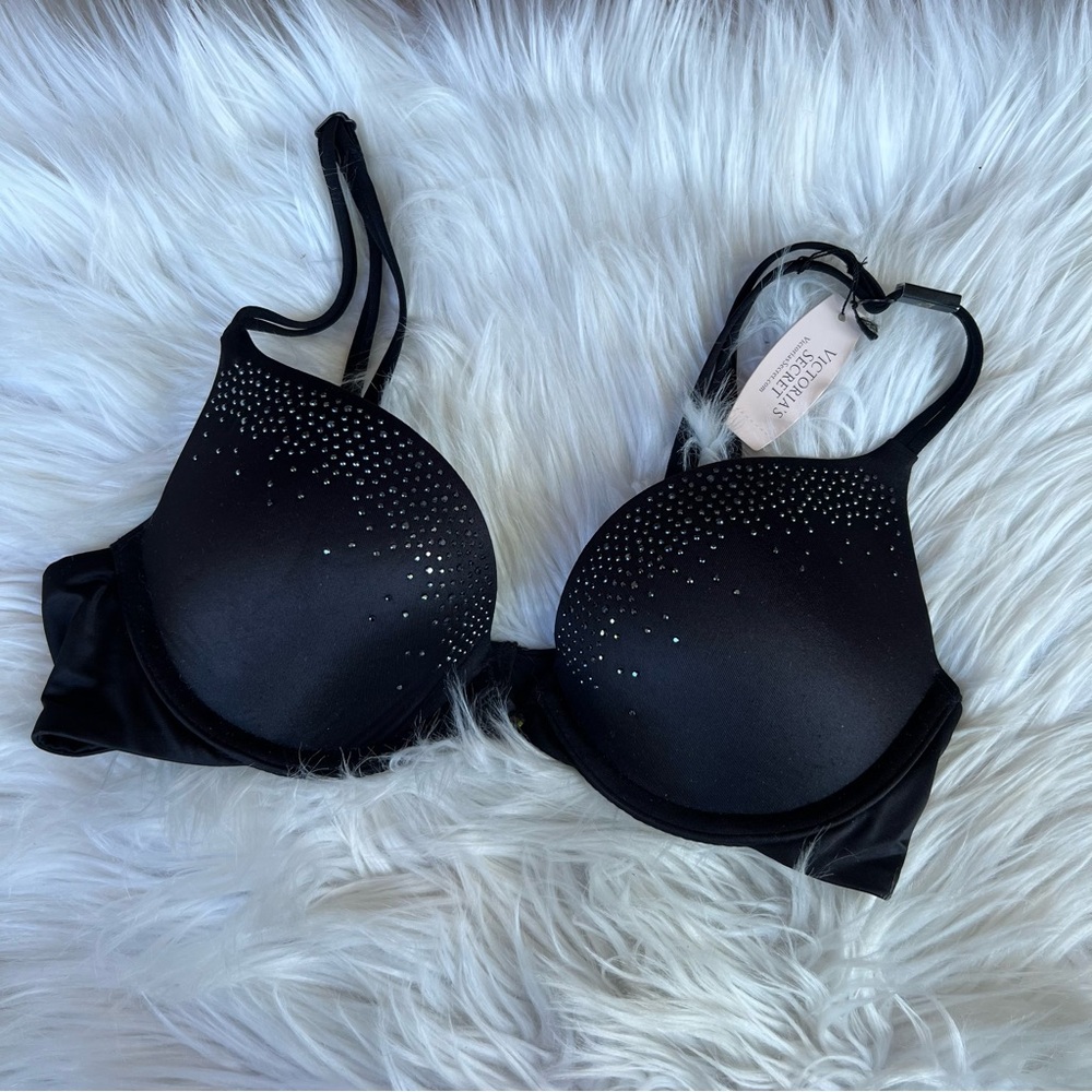 Victoria’s Secret Black Rhinestone Dream Angels Push Up Bra